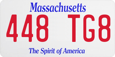 MA license plate 448TG8