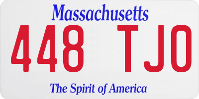 MA license plate 448TJ0