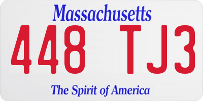 MA license plate 448TJ3