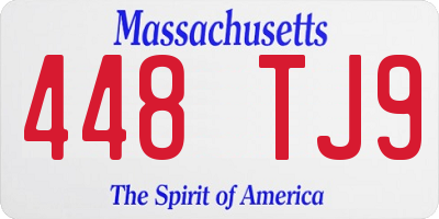 MA license plate 448TJ9