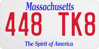 MA license plate 448TK8