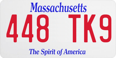 MA license plate 448TK9