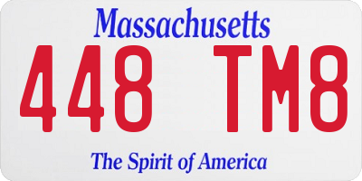 MA license plate 448TM8