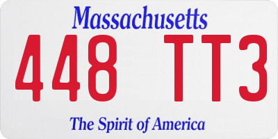 MA license plate 448TT3