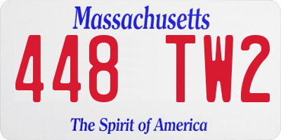MA license plate 448TW2