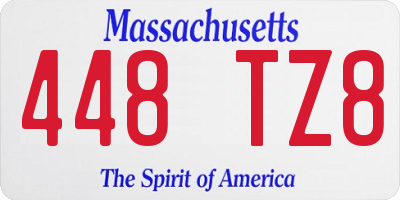 MA license plate 448TZ8