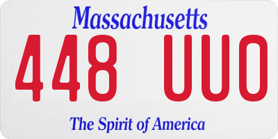 MA license plate 448UU0