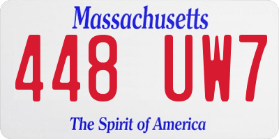 MA license plate 448UW7