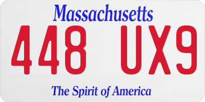 MA license plate 448UX9