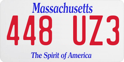 MA license plate 448UZ3