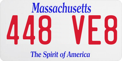 MA license plate 448VE8