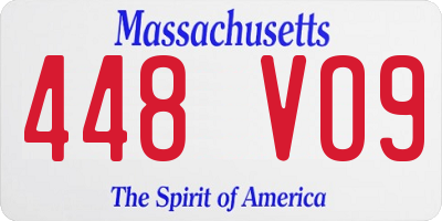 MA license plate 448VO9