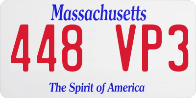 MA license plate 448VP3