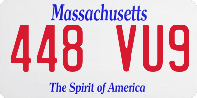 MA license plate 448VU9