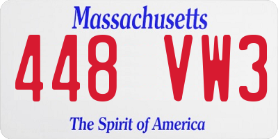 MA license plate 448VW3