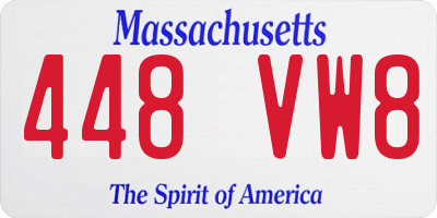 MA license plate 448VW8