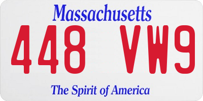 MA license plate 448VW9