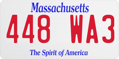 MA license plate 448WA3