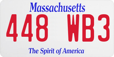 MA license plate 448WB3