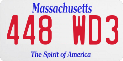 MA license plate 448WD3