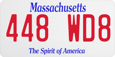 MA license plate 448WD8