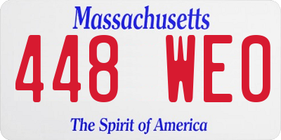 MA license plate 448WE0