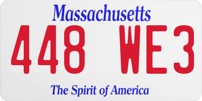 MA license plate 448WE3