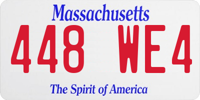 MA license plate 448WE4