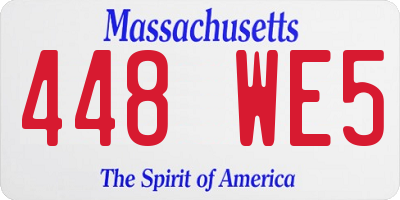MA license plate 448WE5