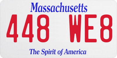 MA license plate 448WE8