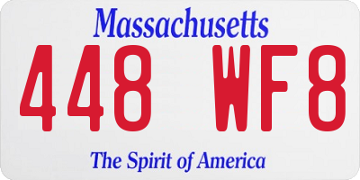 MA license plate 448WF8