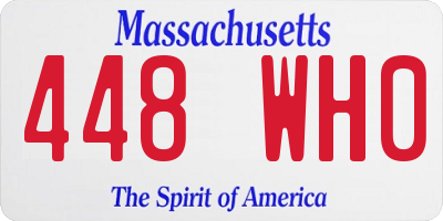 MA license plate 448WH0