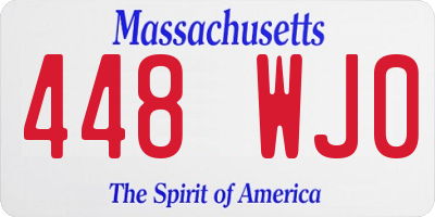 MA license plate 448WJ0