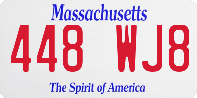 MA license plate 448WJ8