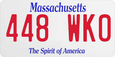MA license plate 448WK0