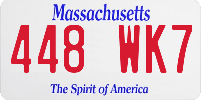 MA license plate 448WK7