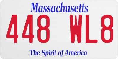 MA license plate 448WL8