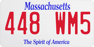 MA license plate 448WM5