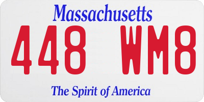 MA license plate 448WM8