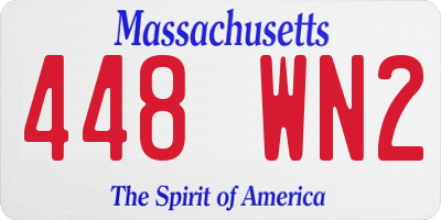 MA license plate 448WN2
