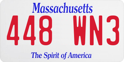MA license plate 448WN3