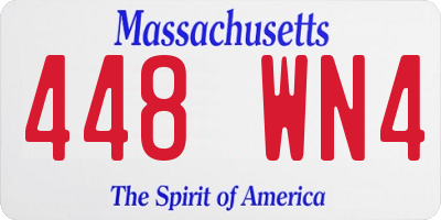 MA license plate 448WN4