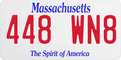 MA license plate 448WN8