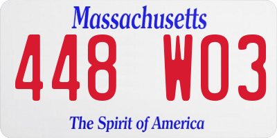 MA license plate 448WO3