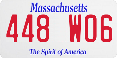 MA license plate 448WO6