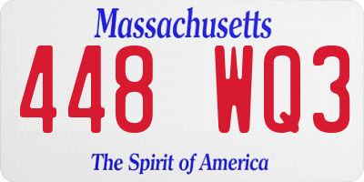 MA license plate 448WQ3