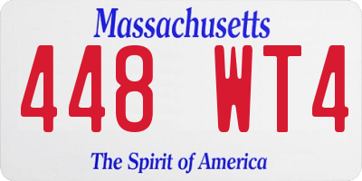 MA license plate 448WT4