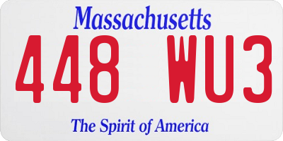 MA license plate 448WU3