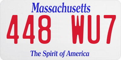 MA license plate 448WU7