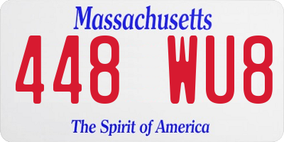 MA license plate 448WU8